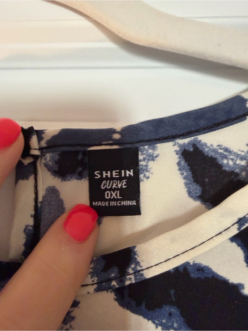 SHEIN Navy and Cream Floral Long-Sleeve Blouse - Picture 2 of 3